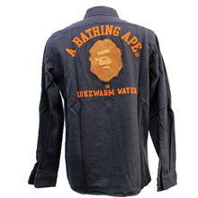 画像をギャラリービューアに読み込む, エイプ A BATHING APE 長袖ワークシャツ 黒 M【中古】【新品同様】【美品】