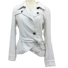 画像をギャラリービューアに読み込む, エンジーンズ YEN JEANS ジャケット M 白 黒 ストライプ 中古