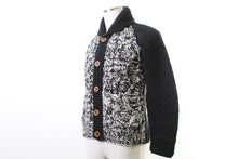 画像をギャラリービューアに読み込む, カナタ Kanata カウチンニットジャケット 黒 白【中古】