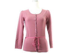画像をギャラリービューアに読み込む, セオリー Theory リボン付カーディガン ダスティーピンク 中古