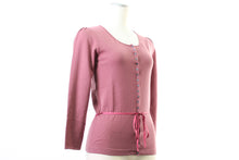 画像をギャラリービューアに読み込む, セオリー Theory リボン付カーディガン ダスティーピンク 中古