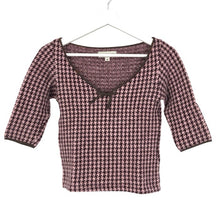 画像をギャラリービューアに読み込む, JILLSTUART ジルスチュアート アンゴラ混 千鳥格子柄 カットソー ピンク×バーガンディ Sサイズ【中古】レディース