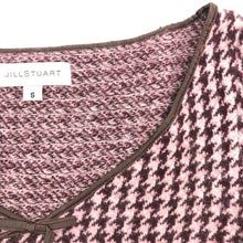 画像をギャラリービューアに読み込む, JILLSTUART ジルスチュアート アンゴラ混 千鳥格子柄 カットソー ピンク×バーガンディ Sサイズ【中古】レディース