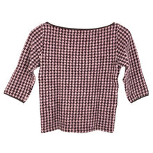 画像をギャラリービューアに読み込む, JILLSTUART ジルスチュアート アンゴラ混 千鳥格子柄 カットソー ピンク×バーガンディ Sサイズ【中古】レディース