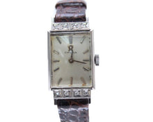 將圖片載入圖庫檢視器 OMEGA オメガ ダイヤ付手巻き時計 Cal245 pt900 ヴィンテージ ブラウン シルバー 中古