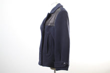 画像をギャラリービューアに読み込む, BURBERRY BRIT バーバリーブリット オーバーサイズPコート レザーディテイル(2014AW) 紺【中古】【新品同様】【美品】