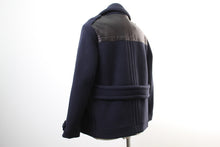 画像をギャラリービューアに読み込む, BURBERRY BRIT バーバリーブリット オーバーサイズPコート レザーディテイル(2014AW) 紺【中古】【新品同様】【美品】