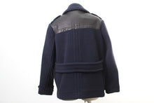 画像をギャラリービューアに読み込む, BURBERRY BRIT バーバリーブリット オーバーサイズPコート レザーディテイル(2014AW) 紺【中古】【新品同様】【美品】