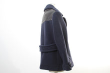 画像をギャラリービューアに読み込む, BURBERRY BRIT バーバリーブリット オーバーサイズPコート レザーディテイル(2014AW) 紺【中古】【新品同様】【美品】