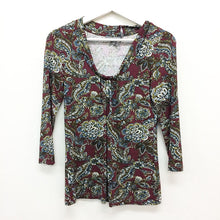 画像をギャラリービューアに読み込む, ローラアシュレイ Laura Ashley 7分袖 カットソー ボタニカル柄 S相当【中古】【新品同様】【美品】