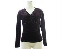 画像をギャラリービューアに読み込む, ローラアシュレイ LAURA ASHLEY ベロア カットソー 紫 S 中古