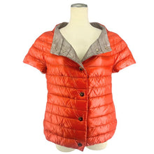 画像をギャラリービューアに読み込む, ヘルノ HERNO 大きいサイズ リバーシブル ダウンジャケット インナーダウン 薄手 半袖 オレンジ グレージュ サイズ48 【中古】【新品同様】【美品】