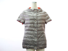 画像をギャラリービューアに読み込む, ヘルノ HERNO 大きいサイズ リバーシブル ダウンジャケット インナーダウン 薄手 半袖 オレンジ グレージュ サイズ48 【中古】【新品同様】【美品】