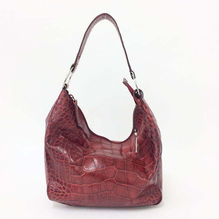 2点】フルラ トートバッグ クロコ型押し ロゴチャーム 肩掛け レザー