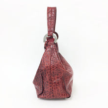 画像をギャラリービューアに読み込む, フルラ FURLA クロコ型押し ワンショルダーバッグ レッド クロコ柄 中古