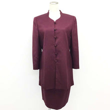 画像をギャラリービューアに読み込む, レリアン Leilian スカートスーツ えんじ 中古 美品