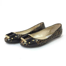 画像をギャラリービューアに読み込む, ジミーチュウ JIMMY CHOO レオパードフラットシューズ ブラウン ヒョウ柄 表記 35(22cm) 中古