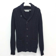 将图片加载到图库查看器,ヴァンキッシュ VANQUISH ケーブルショールカラー カーディガン L ネイビー 中古 新品同様 美品