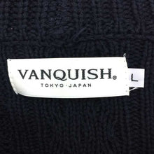 将图片加载到图库查看器,ヴァンキッシュ VANQUISH ケーブルショールカラー カーディガン L ネイビー 中古 新品同様 美品