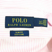 画像をギャラリービューアに読み込む, ポロ ラルフローレン POLO RALPH LAUREN 長袖シャツ スリムフィット ピンク ストライプ柄 中古 新品同様 美品