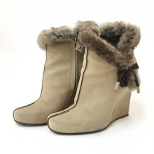 画像をギャラリービューアに読み込む, ルイ ヴィトン LOUIS VUITTON ウェッジソール ファーショートブーツ 24cm ベージュ【中古】
