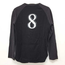 画像をギャラリービューアに読み込む, バーバリーブラックレーベル BURBERRY BLACK LABEL ロンT ラグラン切替 英字ロゴワッペン ブラック サイズ3 L相当【中古】