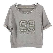 画像をギャラリービューアに読み込む, パトリツィア ペペ PATRIZIA PEPE ビジュー付き半袖トレーナー グレー サイズ1 S相当【中古】