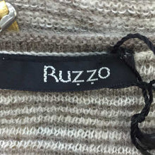 画像をギャラリービューアに読み込む, ルッツオ Ruzzo 半袖セーター ブラウン ボーダー柄 サイズ44 L相当【中古】【新品同様】【美品】