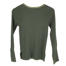 Load image into Gallery viewer, マカフィー MACPHEE コットンリブ ボートネックプルオーバー カットソー S グリーン ボーダー柄【中古】【新品同様】【美品】