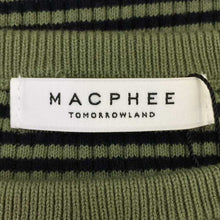 Load image into Gallery viewer, マカフィー MACPHEE コットンリブ ボートネックプルオーバー カットソー S グリーン ボーダー柄【中古】【新品同様】【美品】