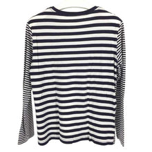 画像をギャラリービューアに読み込む, トミーヒルフィガー Tommy Hilfiger カットソー ロンT S ネイビー ボーダー柄【中古】
