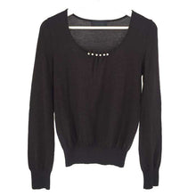 画像をギャラリービューアに読み込む, アンタイトル UNTITLED ニットソー セーター 胸元パール付き 2 ブラウン【中古】