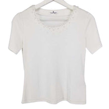 將圖片載入圖庫檢視器 クレージュ Courreges 半袖カットソー 胸元パール付き サイズ38 M相当 ホワイト【中古】
