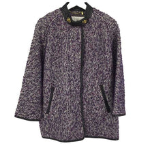 画像をギャラリービューアに読み込む, コーチ COACH アルパカ混レディースコート レザー切替 XS パープル【中古】