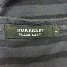 画像をギャラリービューアに読み込む, バーバリーブラックレーベル BURBERRY BLACK LABEL ロンT カットソー 刺繍ロゴ Vネック サイズ3 L相当 ブラック グレー ボーダー柄【中古】