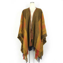 画像をギャラリービューアに読み込む, エルメス HERMES ポンチョ ロカバール レザー製ポンポン付き カシミヤ混 ユニセックス マスタード【中古】