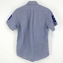 画像をギャラリービューアに読み込む, エイプ A BATHING APE 半袖シャツ ボタンダウン ワッペン付き M ブルー チェック柄【中古】【美品】