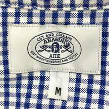 画像をギャラリービューアに読み込む, エイプ A BATHING APE 半袖シャツ ボタンダウン ワッペン付き M ブルー チェック柄【中古】【美品】