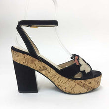画像をギャラリービューアに読み込む, プラダ PRADA ヒールサンダル コルク ブラック【中古】【美品】