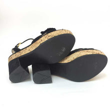画像をギャラリービューアに読み込む, プラダ PRADA ヒールサンダル コルク ブラック【中古】【美品】