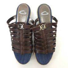 画像をギャラリービューアに読み込む, アルベルトガルディアーニ Alberto Guardiani ウェッジソール サンダル 24cm程度 ブラウン ブルー【中古】【新品同様】【美品】