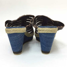 画像をギャラリービューアに読み込む, アルベルトガルディアーニ Alberto Guardiani ウェッジソール サンダル 24cm程度 ブラウン ブルー【中古】【新品同様】【美品】