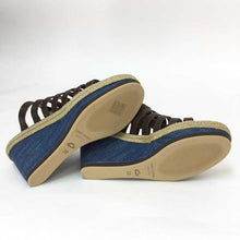 画像をギャラリービューアに読み込む, アルベルトガルディアーニ Alberto Guardiani ウェッジソール サンダル 24cm程度 ブラウン ブルー【中古】【新品同様】【美品】