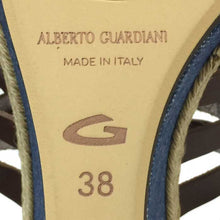 画像をギャラリービューアに読み込む, アルベルトガルディアーニ Alberto Guardiani ウェッジソール サンダル 24cm程度 ブラウン ブルー【中古】【新品同様】【美品】