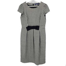 画像をギャラリービューアに読み込む, エムズグレイシー MS GRACY ウールワンピース リボン付き サイズ40 モノトーン 千鳥柄【中古】