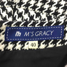 画像をギャラリービューアに読み込む, エムズグレイシー MS GRACY ウールワンピース リボン付き サイズ40 モノトーン 千鳥柄【中古】