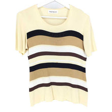 画像をギャラリービューアに読み込む, イヴサンローラン Yves Saint Laurent 半袖 カットソー M クリームイエロー ボーダー柄【中古】