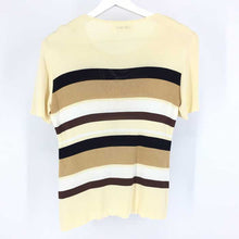 画像をギャラリービューアに読み込む, イヴサンローラン Yves Saint Laurent 半袖 カットソー M クリームイエロー ボーダー柄【中古】