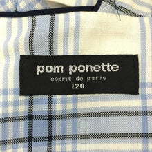 画像をギャラリービューアに読み込む, ポンポネット pom ponette ワンピース バックリボン 女の子 120 ホワイト ブルー チェック柄【中古】