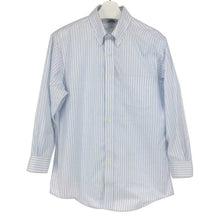 画像をギャラリービューアに読み込む, エディー バウアー Eddie Bauer 長袖シャツ ボタンダウン 未使用 タグ付き シミあり 175 100B ホワイト ブルー ストライプ柄【中古】【新品同様】【美品】
